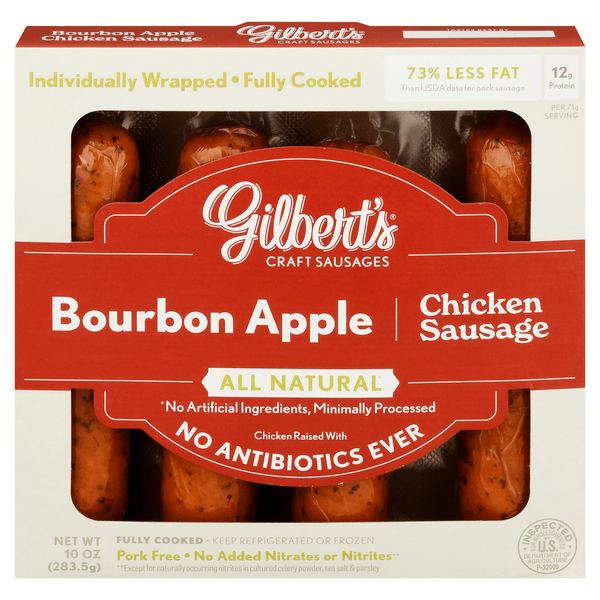 Save on Gilbert's Chicken Sausage Bourbon Apple Frozen Order Online