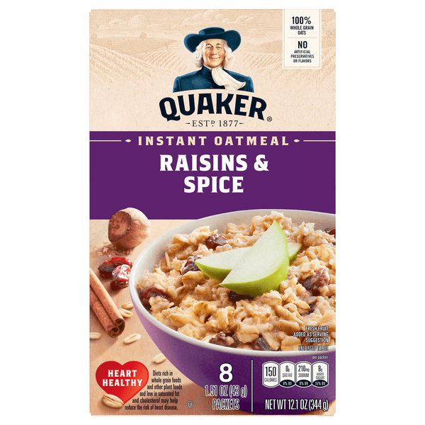 Save on Quaker Instant Oatmeal Raisins & Spice 8 ct Order Online