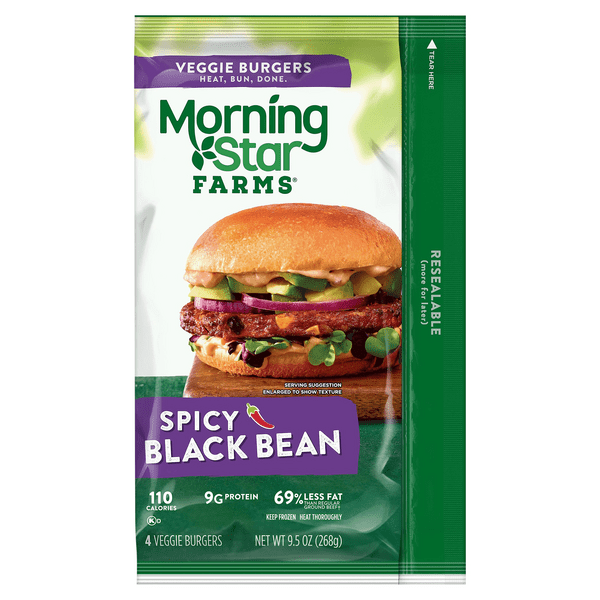 Save on MorningStar Farms Veggie Burgers Spicy Black Bean Plant Protein