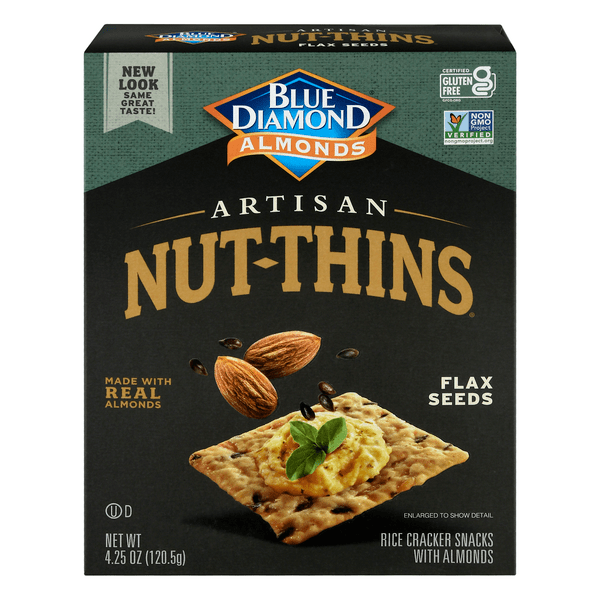 Save on Blue Diamond Almonds Artisan NutThins Cracker Snacks Flax