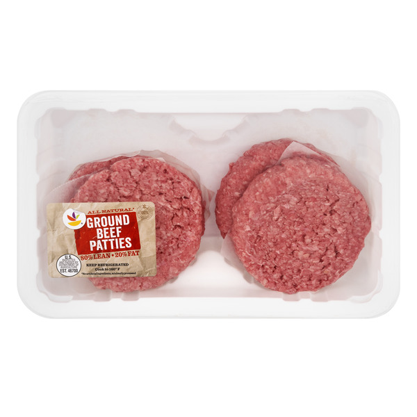 Save on Our Brand Ground Beef Patties 80 Lean 4 ct Fresh Order Online Delivery MARTIN'S
