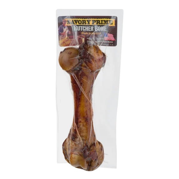 Save on Savory Prime Butcher Bone Fully Cooked Hickory Smoked Ham Dog
