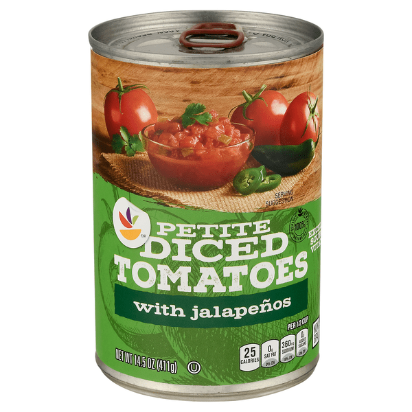 Save on Our Brand Petite Diced Tomatoes with Jalapenos Order Online