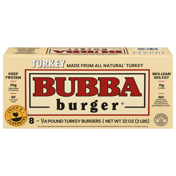 Save on Bubba Burger Turkey Burgers 1/4 lb ea Gluten Free All Natural