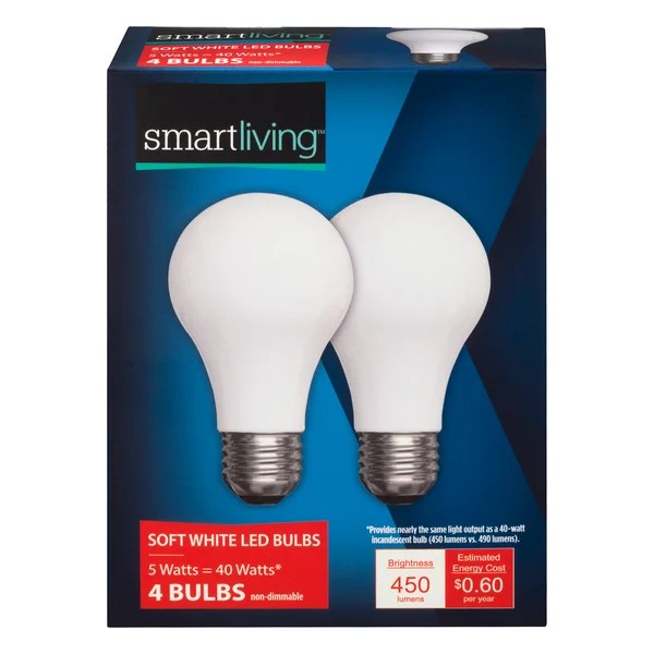 Save on Smart Living LED Soft White Light Bulbs 5 Watt Order Online
