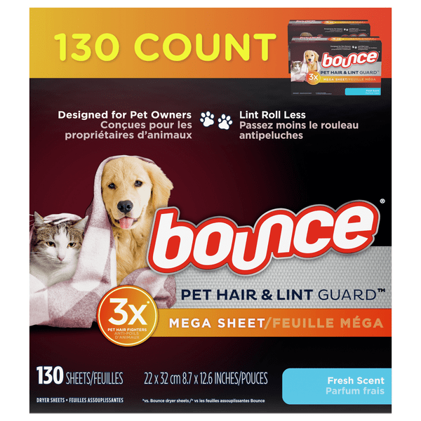 Save on Bounce Pet Hair & Lint Guard Mega Dryer Sheets Fresh Scent