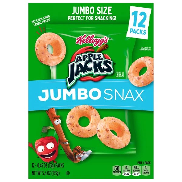 Save on Kellogg's Apple Jacks Jumbo Snax Cereal 12 ct Order Online