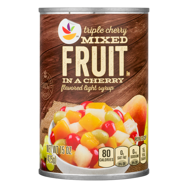 Save on Giant Mixed Fruit Triple Cherry in Cherry Flavored Light Syrup