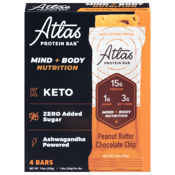 Save on Atlas Protein Bars Peanut Butter Chocolate Chip Grassfed 4