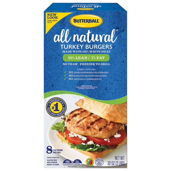 Save on Butterball All Natural Turkey Burgers 93 Lean/ 7 Fat 6 ct