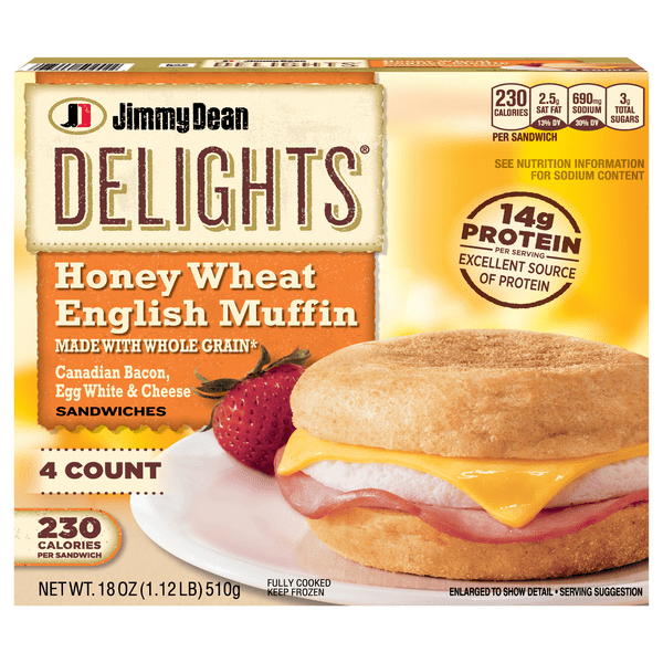 Save on Jimmy Dean Delights Honey Wheat English Muffin Canadian Bacon