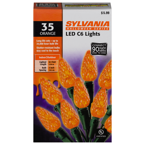 Save on Sylvania Halloween Series Orange LED C6 Light Bulbs Order