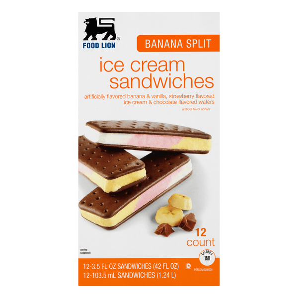Save on Food Lion Ice Cream Sandwiches Banana Split 12 ct Order