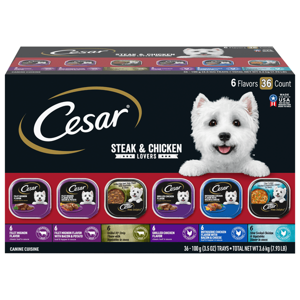 Save on Cesar Steak & Chicken Lovers Wet Dog Food Variety Pack 36 ct