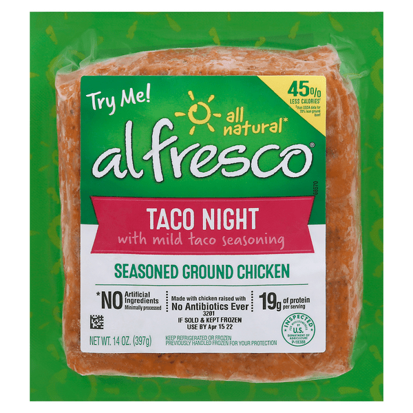 Save on Al Fresco Taco Night Seasoned Ground Chicken with Mild Taco