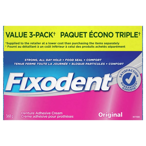Save on Fixodent Denture Adhesive Cream Original Value Pack 3 ct