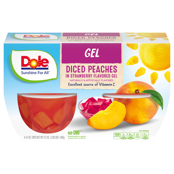 Save on Dole Fruit Cups Peaches in Strawberry Gel 4 ct Order Online