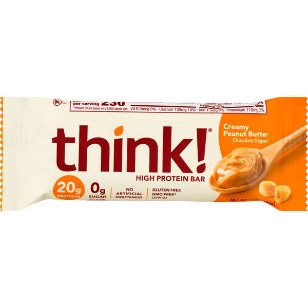 Save on think! High Protein Bar Creamy Peanut Butter Gluten Free Order