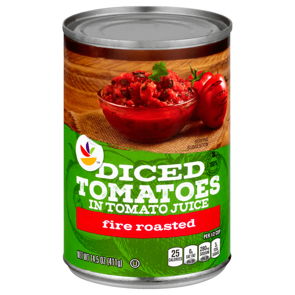 Save on Our Brand Diced Fire Roasted Tomatoes in Tomato Juice Order