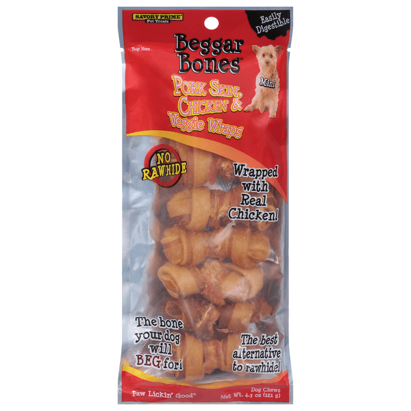 Save on Savory Prime Begger Bones Pork Skin Chicken & Veggie Wraps Dog