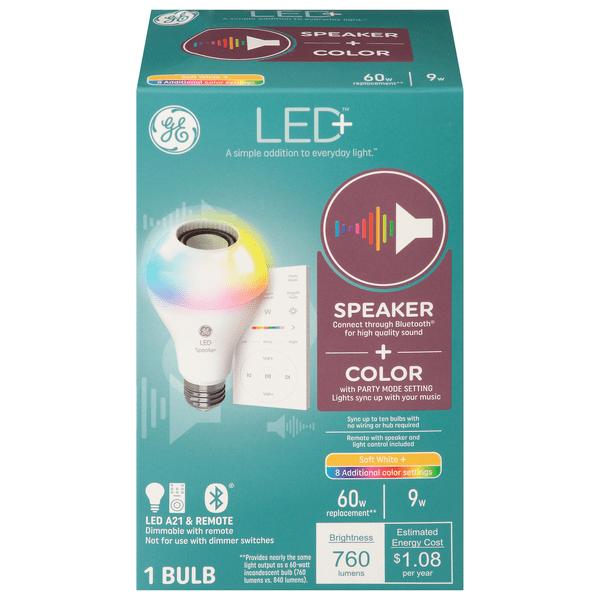 Save on GE LED Speaker + Color Light Bulb 60W Replacement Order Online Delivery Giant