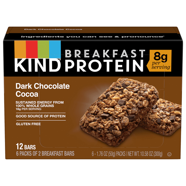Save on KIND Gluten Free Dark Chocolate Cocoa Protein Breakfast Bars