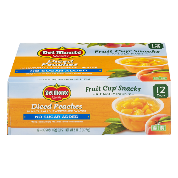 Save on Del Monte Fruit Cups Peaches Diced No Sugar Added 12 ct Order