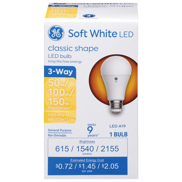 Save on GE LED 3Way Light Bulb Soft White 50W 100W 150W Replacement