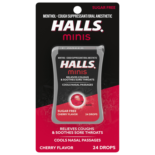Save on Halls Minis Cough Drops Cherry Flavor Sugar Free Order Online