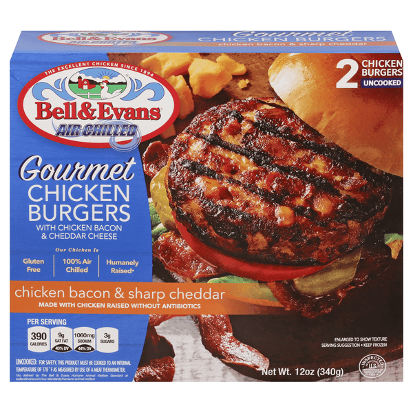 Save on Bell & Evans Air Chilled Gourmet Chicken Burgers Uncooked 2