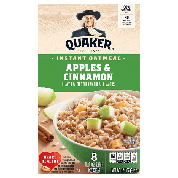 Save on Quaker Instant Oatmeal Apples & Cinnamon 8 ct Order Online