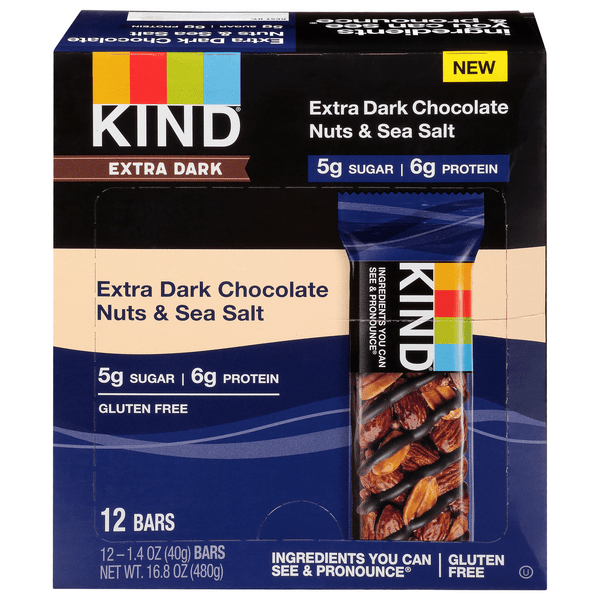 Save on KIND Extra Dark Bars Chocolate Nuts & Sea Salt Gluten Free 12