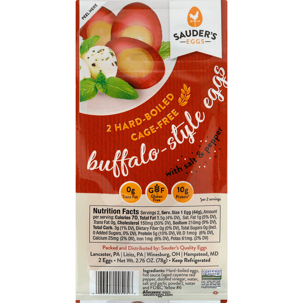 Save on Sauder's Eggs BuffaloStyle Hard Boiled Eggs with Salt & Pepper