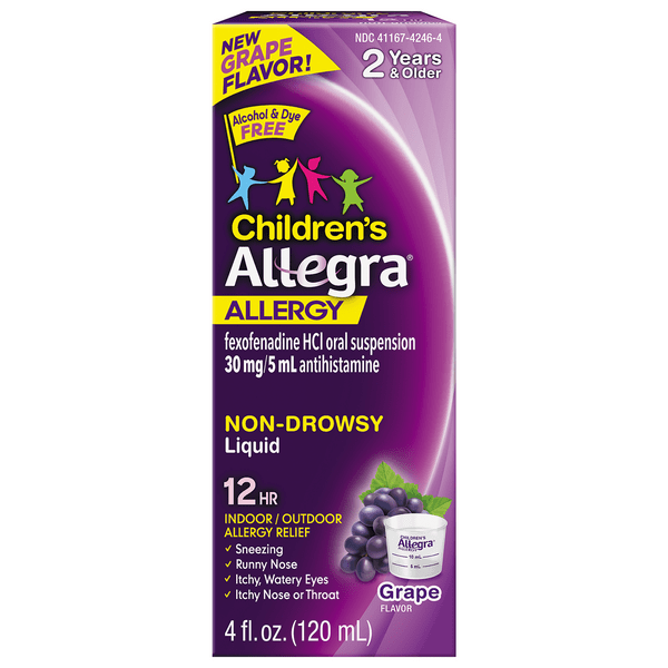 Save on Allegra Children's Allergy Relief 12 HR NonDrowsy Liquid Grape Order Online Delivery