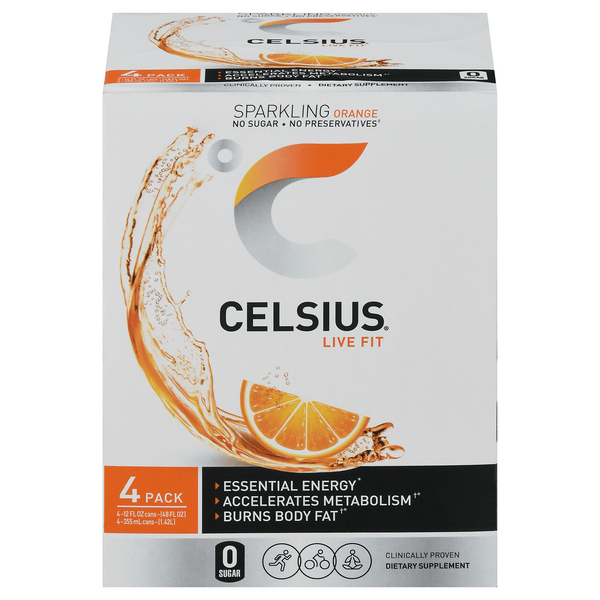 Save on Celsius Live Fit Sparkling Energy Drink Orange 4 pk Order