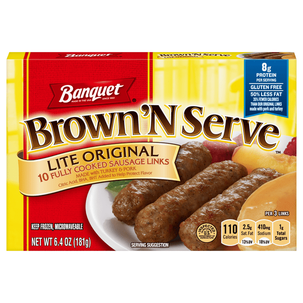 Save on Banquet Brown 'N Serve Original Sausage Links Lite 10 ct