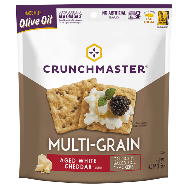 Save on Crunchmaster Multigrain Crackers Aged White Cheddar Gluten Free