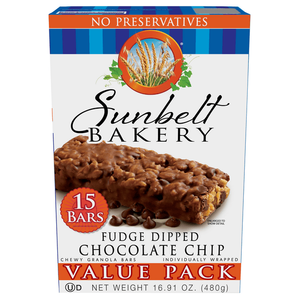 Save on Sunbelt Bakery Chewy Granola Bars Fudge Dipped Chocolate Chip