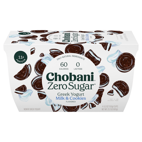 Save on Chobani Zero Sugar Non Fat Milk & Cookies Greek Yogurt Cup 4