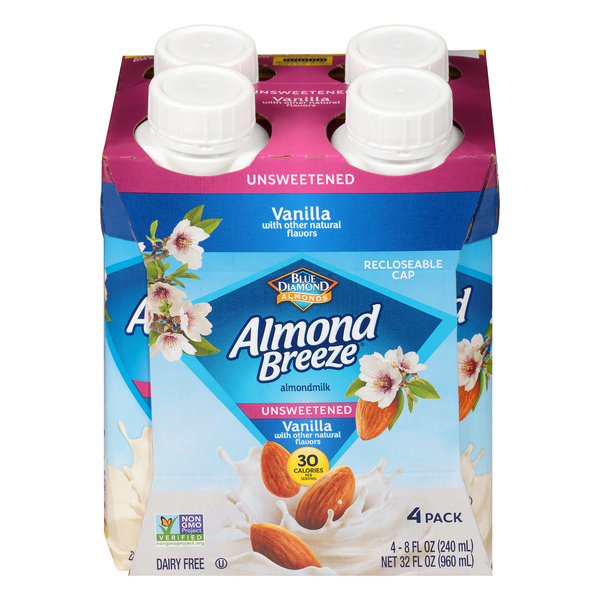 Save on Almond Breeze Vanilla Almond Milk Unsweetened NonRefrig 4 pk