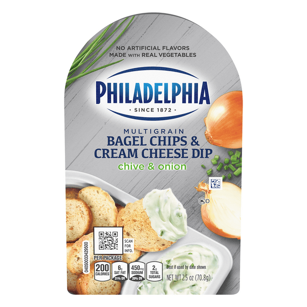 Save on Philadelphia Bagel Chips & Cream Cheese Dip Chive & Onion Order