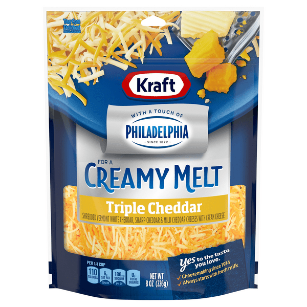 Save on Kraft Creamy Melt Triple Cheddar Cheese Shredded Order Online