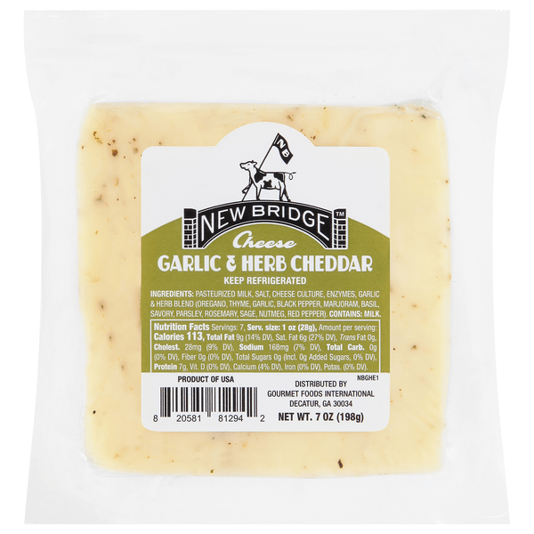 Save on New Bridge Cheddar Cheese Garlic & Herb Chunk Order Online