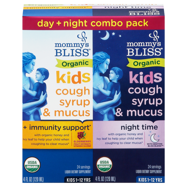 Save on Mommy's Bliss Kids Day + Night Cough Syrup Combo Pack Organic 1