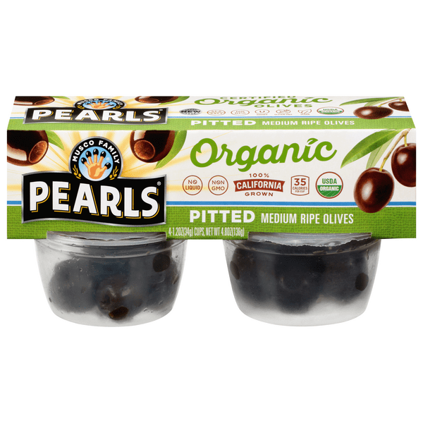 Save on Pearls Olives Black Pitted Medium Ripe Organic 4 ct Order