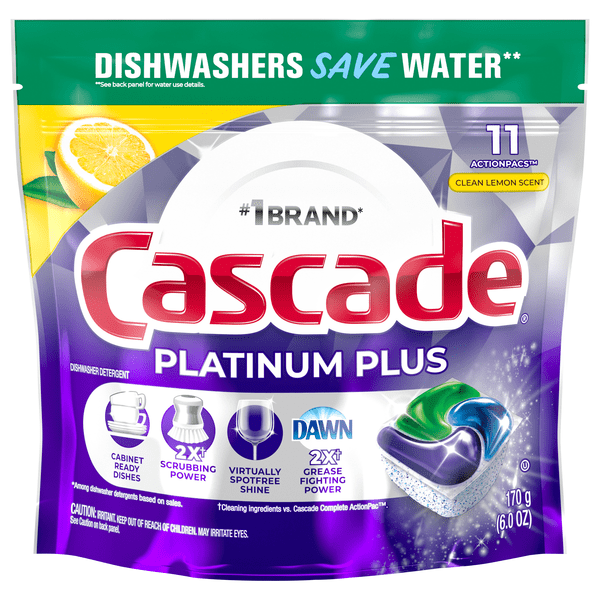 Save on Cascade Platinum Plus Clean Lemon Dish Detergent ActionPacs
