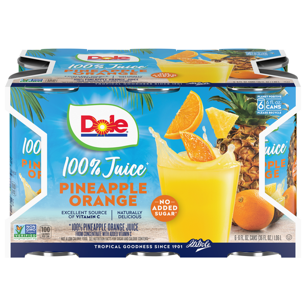 Save on Dole 100 Pineapple Orange Juice 6 pk Order Online Delivery