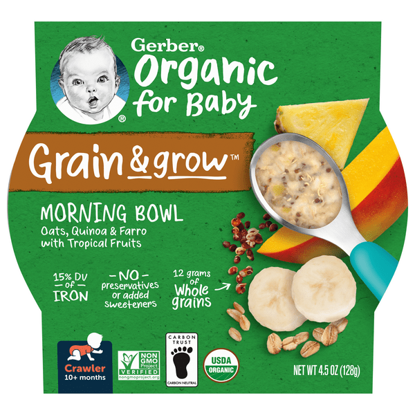 Save on Gerber Grain & Grow Morning Bowl Oats Quinoa Farro Tropical Fruits Organic Order Online