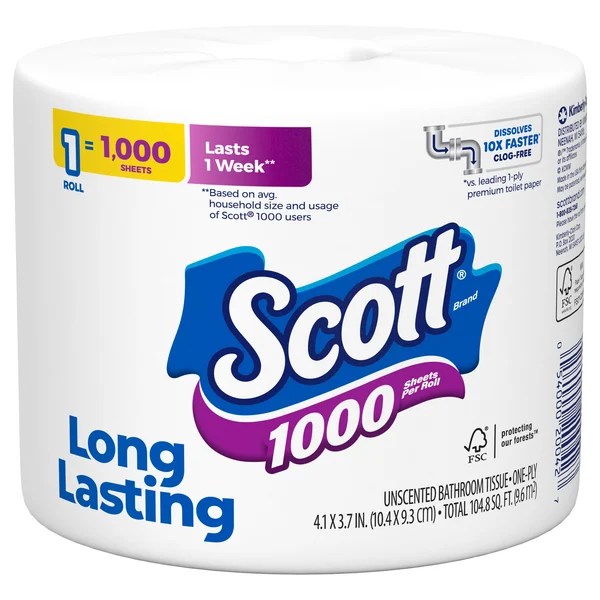 Save on Scott 1000 Sheets Per Roll 1Ply Toilet Paper Unscented Order