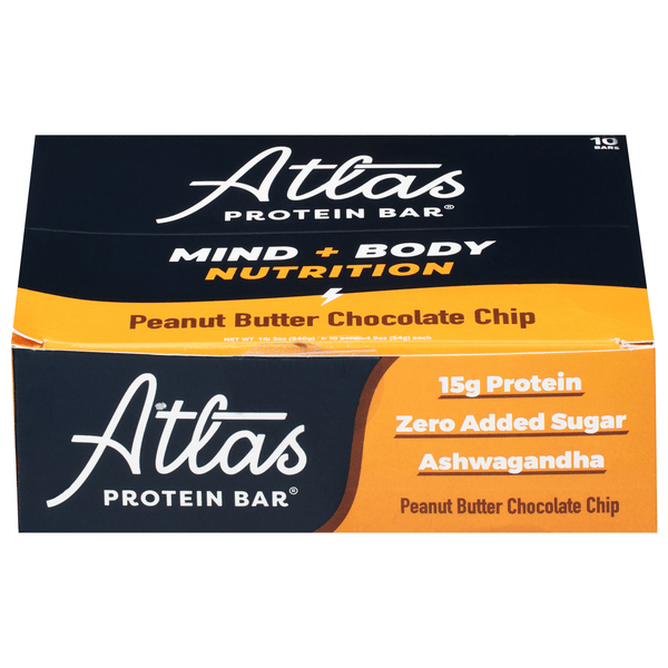 Save on Atlas Protein Bar Mind + Body Nutrition Peanut Butter Chocolate Chip 12 ct Order